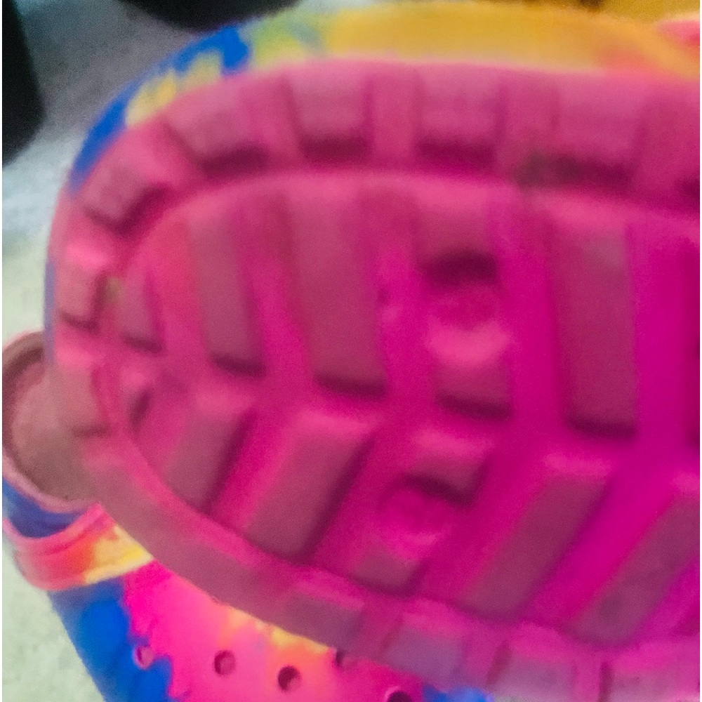 Tie dye crocs size 7